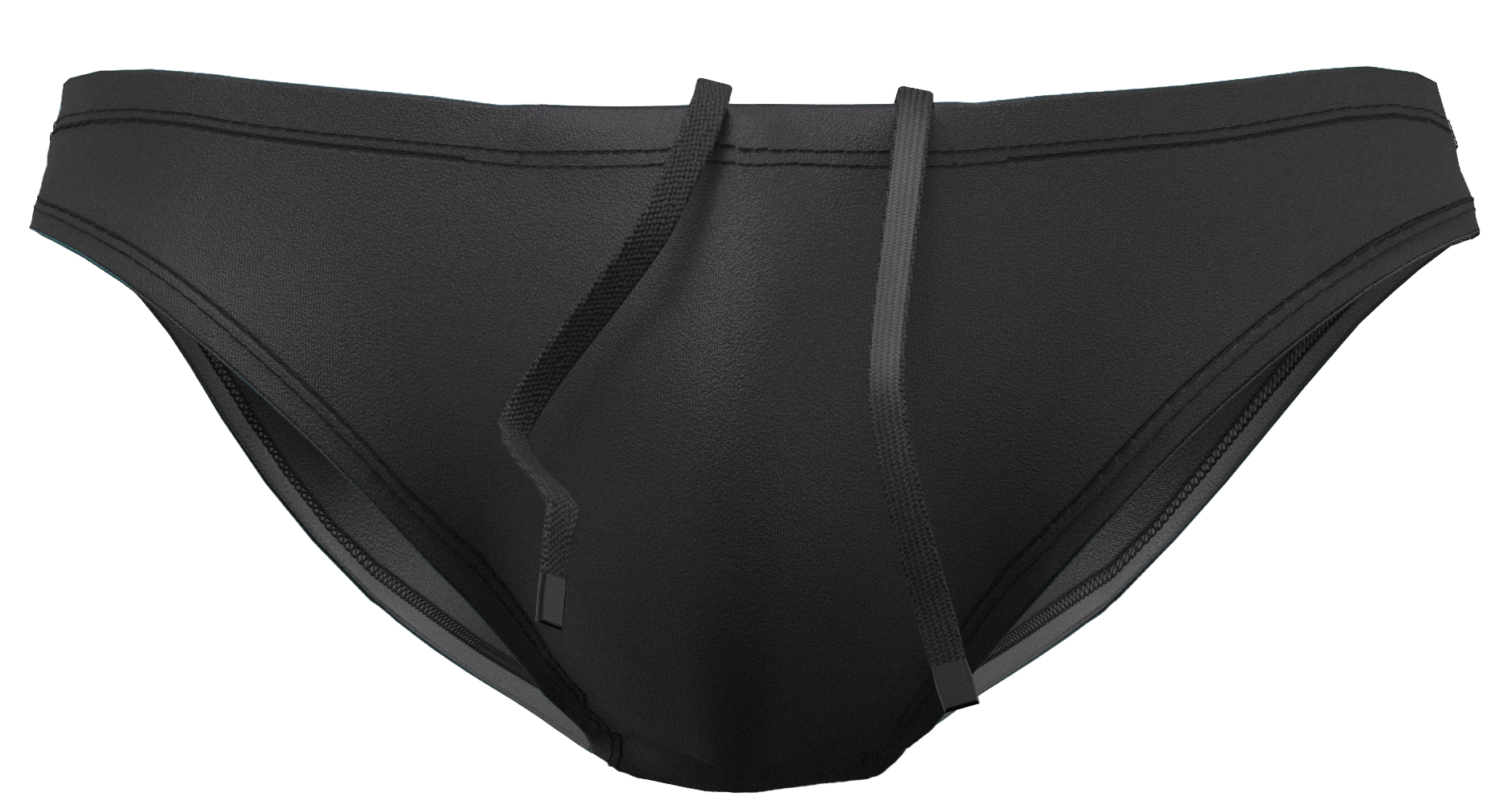 Bazlisk Wake 1.5" swim brief in solid black, 3D front view