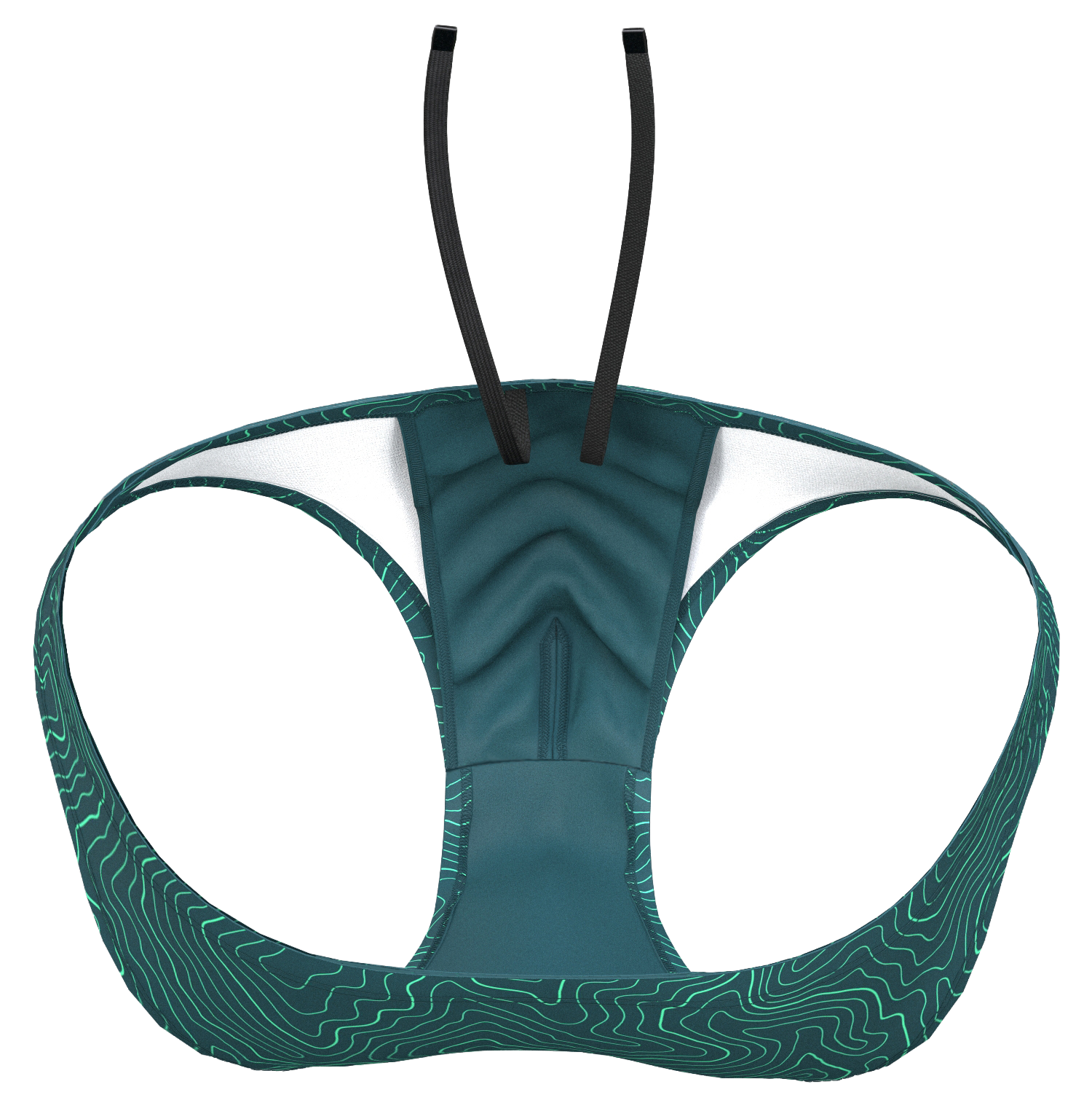 Bazlisk Wake 1.5" swim brief in Big Sur contour topo print, top front view