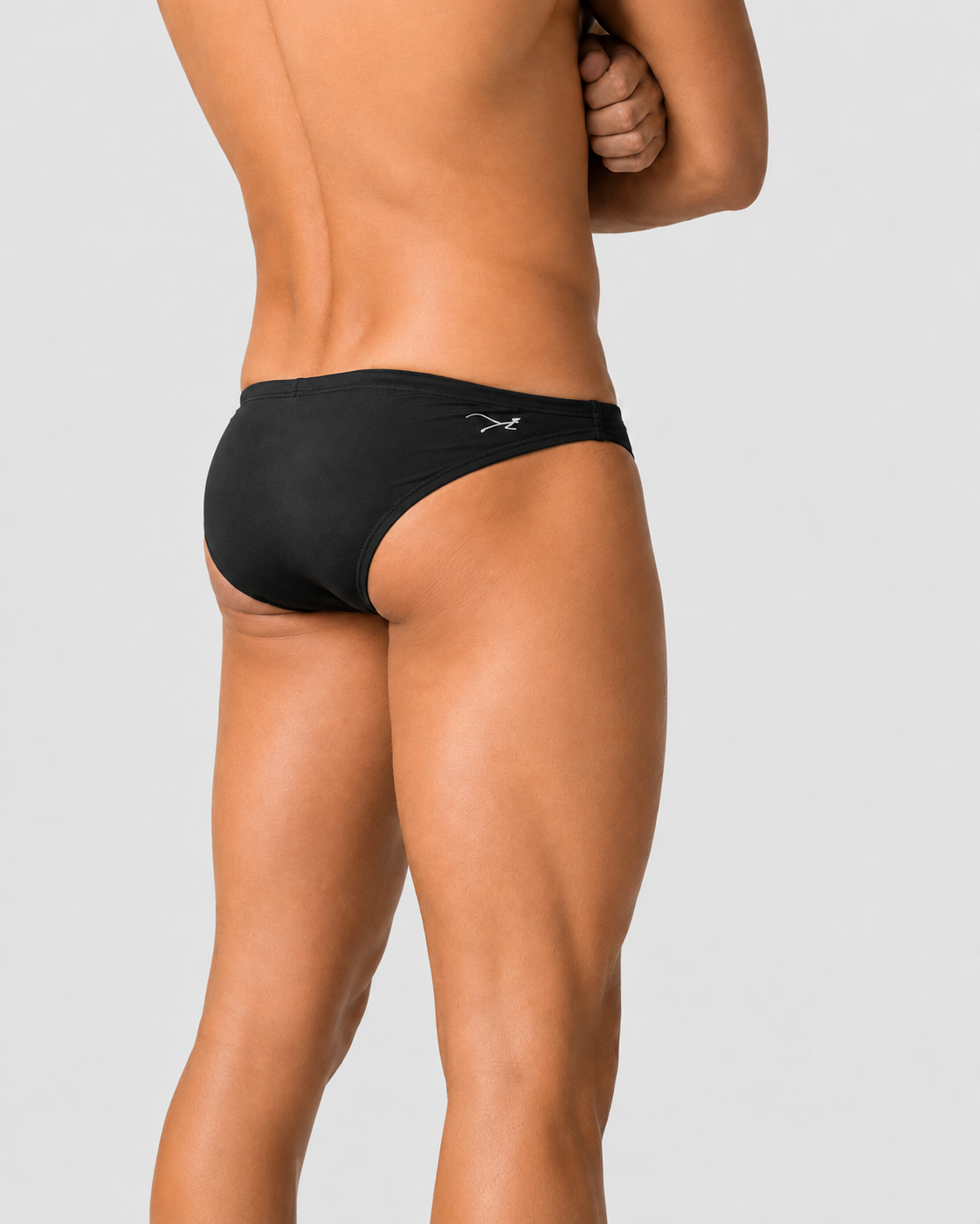 Bazlisk Wake 1.5 Swim Brief black, rear-side detail shot with logo